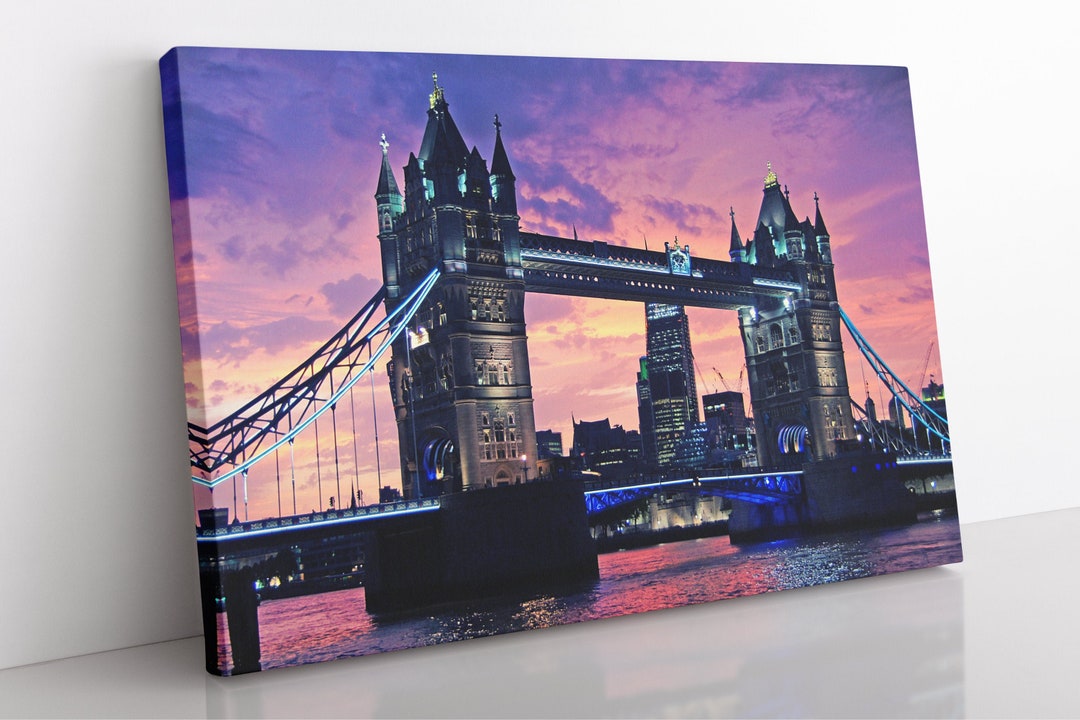 London Tower Bridge Canvas Wall Art, Large Framed London Skyline Print