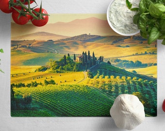 Schneidebrett aus gehärtetem Glas Toskana Landschaft: Italienische Küche Dekor