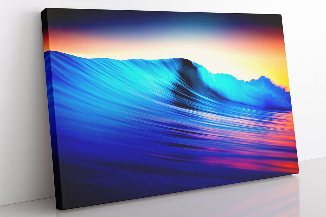 Abstract Art Ocean Sunset Canvas Wall Art Large Framed - Etsy UK