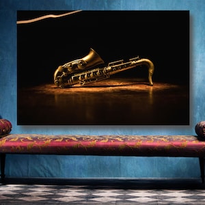 Tenor Saxophone Wall Art, Large Unframed Semi-Gloss Saxophone Poster Print Home Decor Wall Art, Saxophonist Gift For Him And Her.