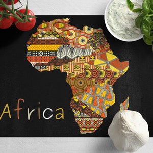 Africa Tempered Glass Chopping Board, African Placemat Aesthetic Kitchen Decor, Glass Cutting Board Housewarming Gift For Him And Her.