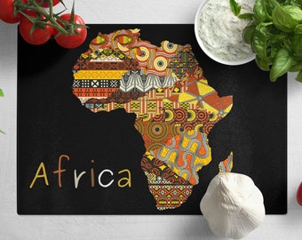 Planche à découper en verre trempé Africa, décoration africaine
