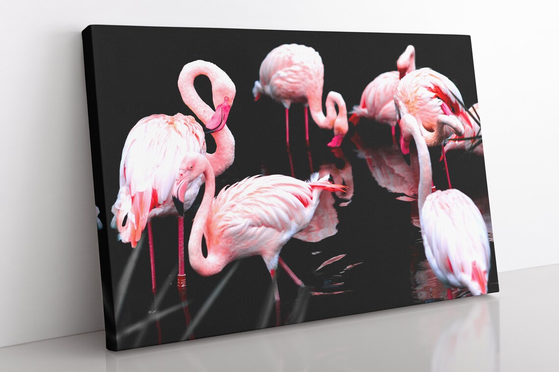 Flamingo Canvas Wall Art Large Framed Bird Print Home Decor Etsy