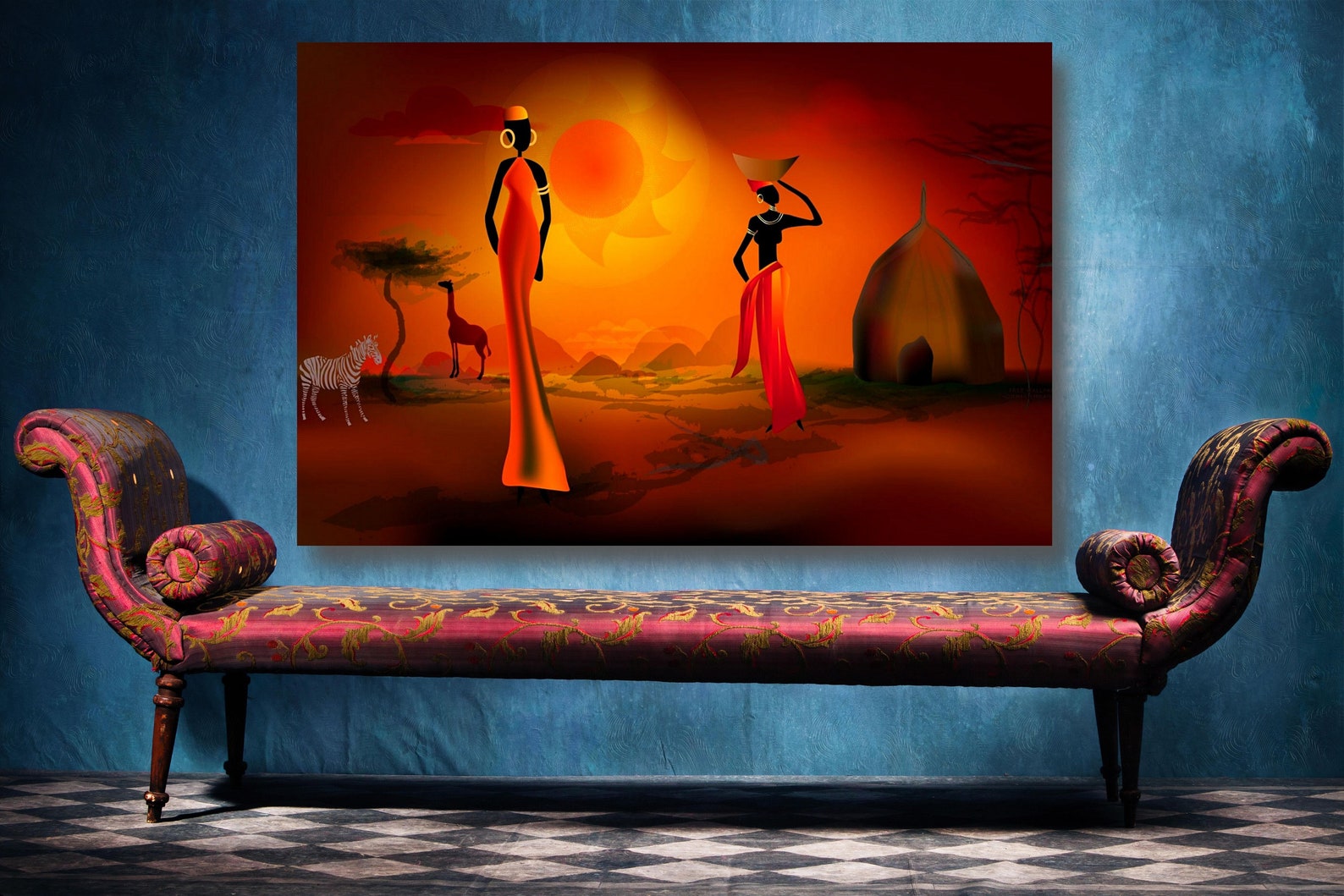 African Art Canvas Wall Art Large Framed Africa Print Home Etsy UK
