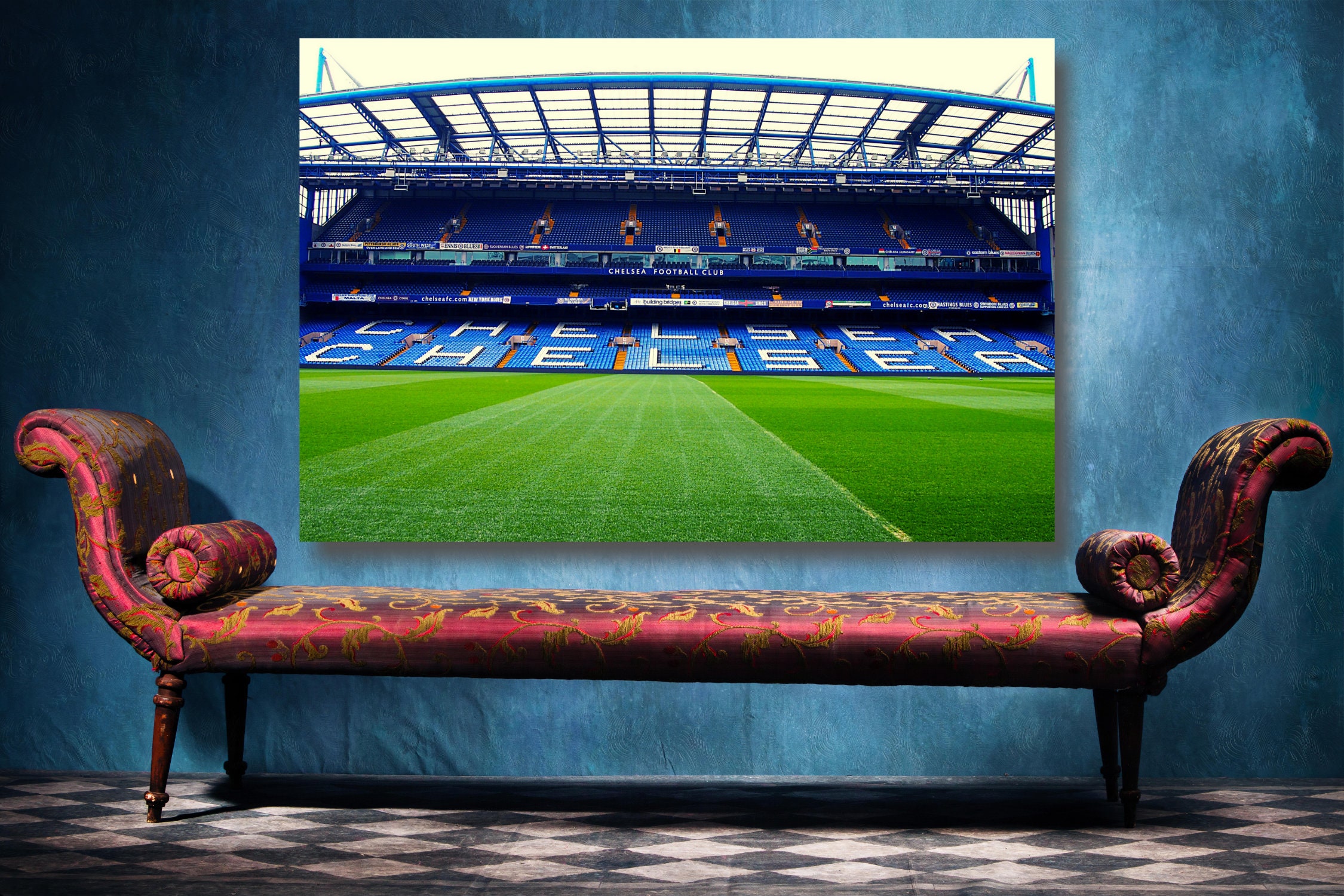 Chelsea, Stamford Bridge, retro art design print poster