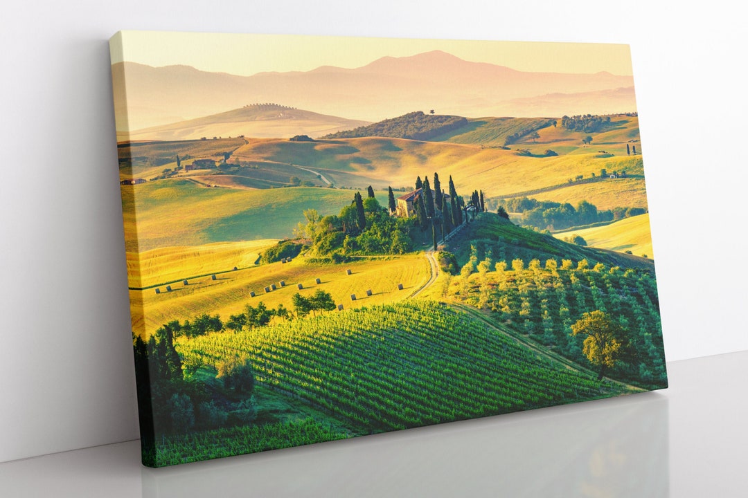 Tuscany Italy Canvas Wall Art Large Framed Landscape Wall Art Etsy
