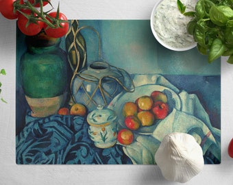 Planche à découper en verre trempé nature morte aux pommes Cézanne
