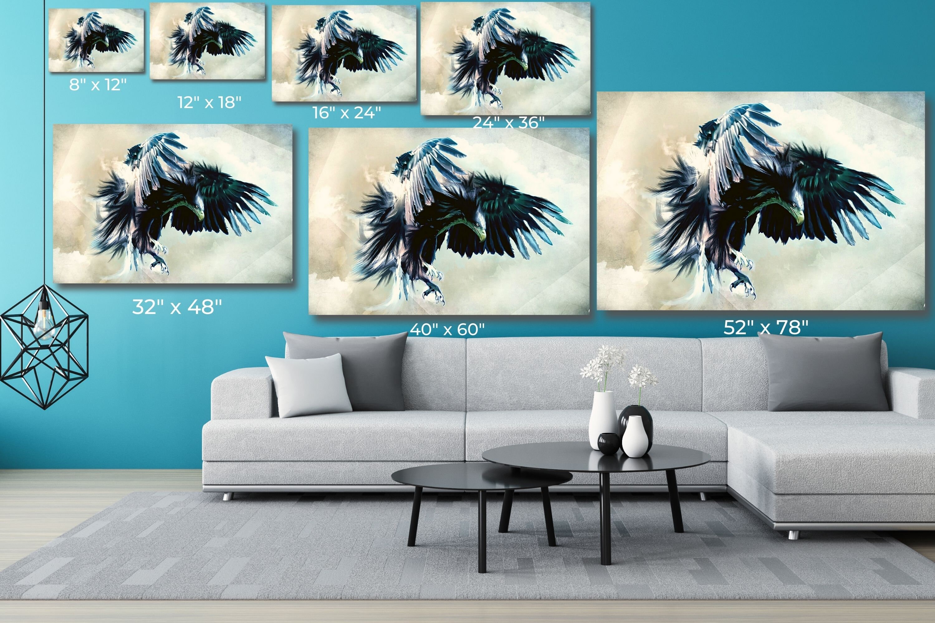 Eagle Canvas Wall Art Large Framed Eagle Painting Etsy