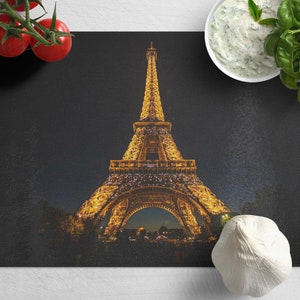 Eiffel Tower Tempered Glass Cutting Board: Paris Kitchen Decor