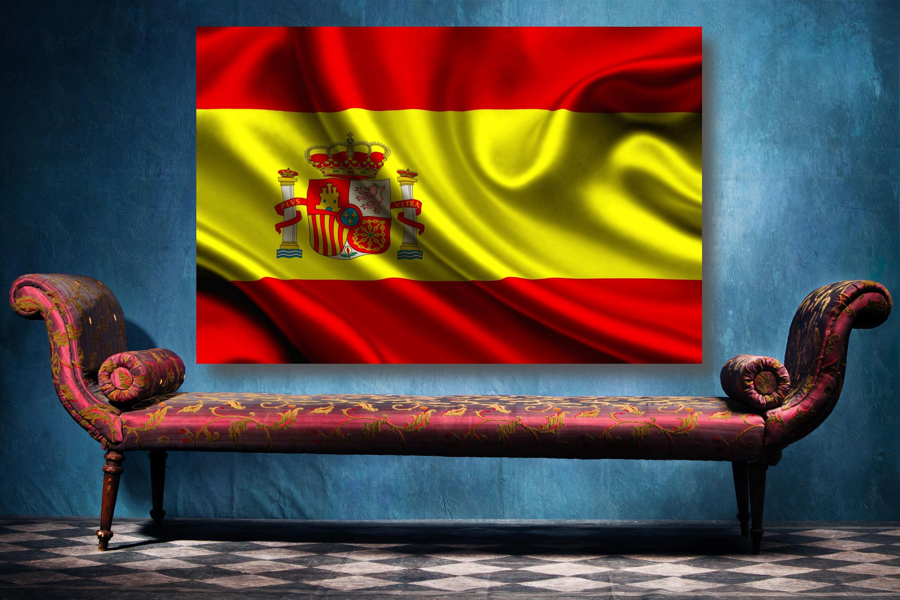 Spain Flag Canvas Wall Art Spanish Flag Print Home Decor Wall Etsy