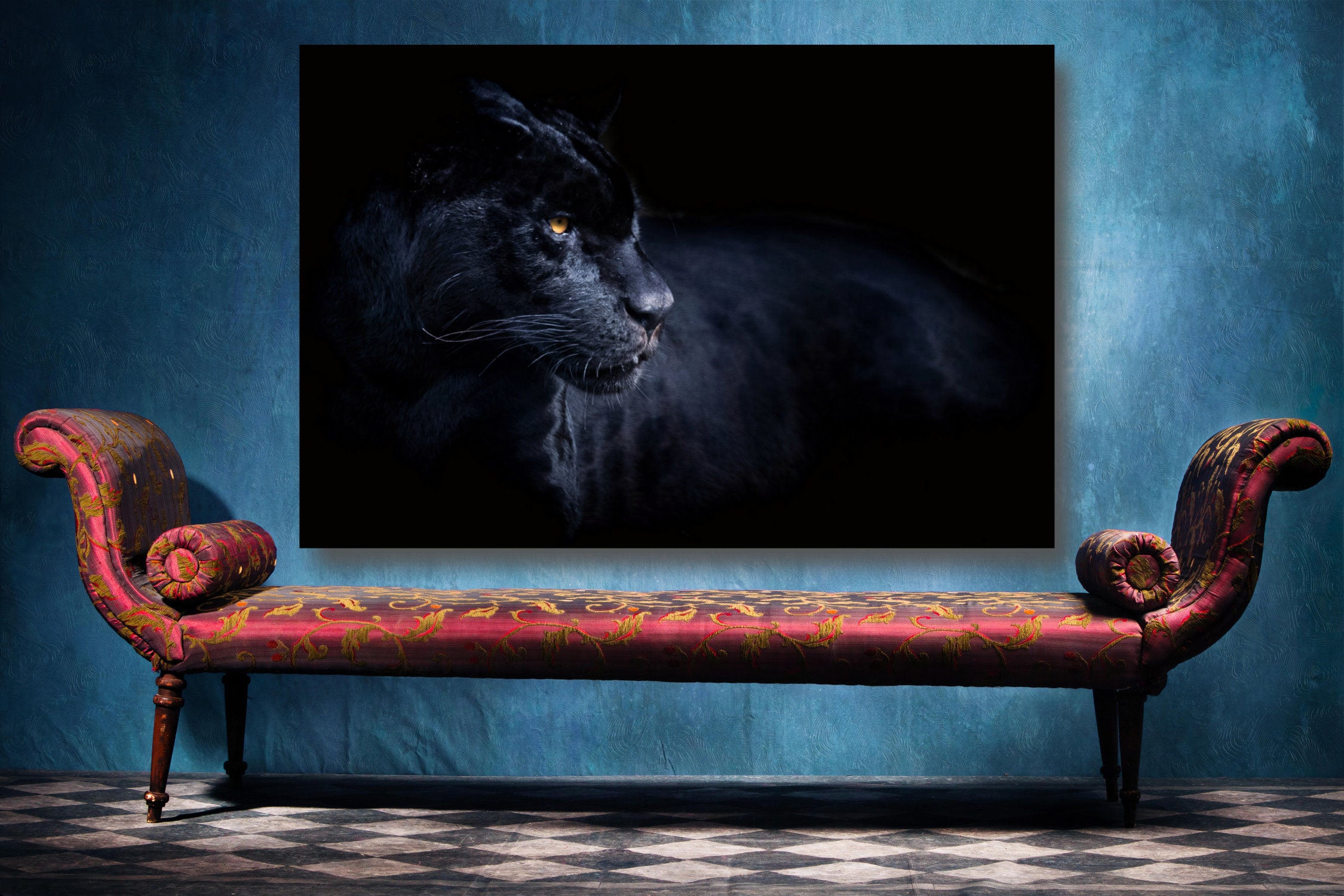 black-panther-canvas-wall-art-large-framed-animal-print-home-etsy-uk