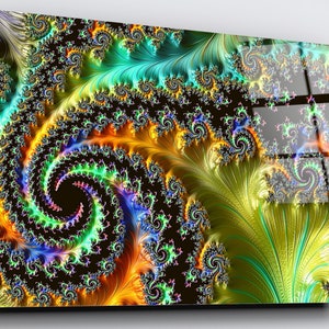 Fractal Acrylic Glass Wall Art: High Gloss Boho Decor