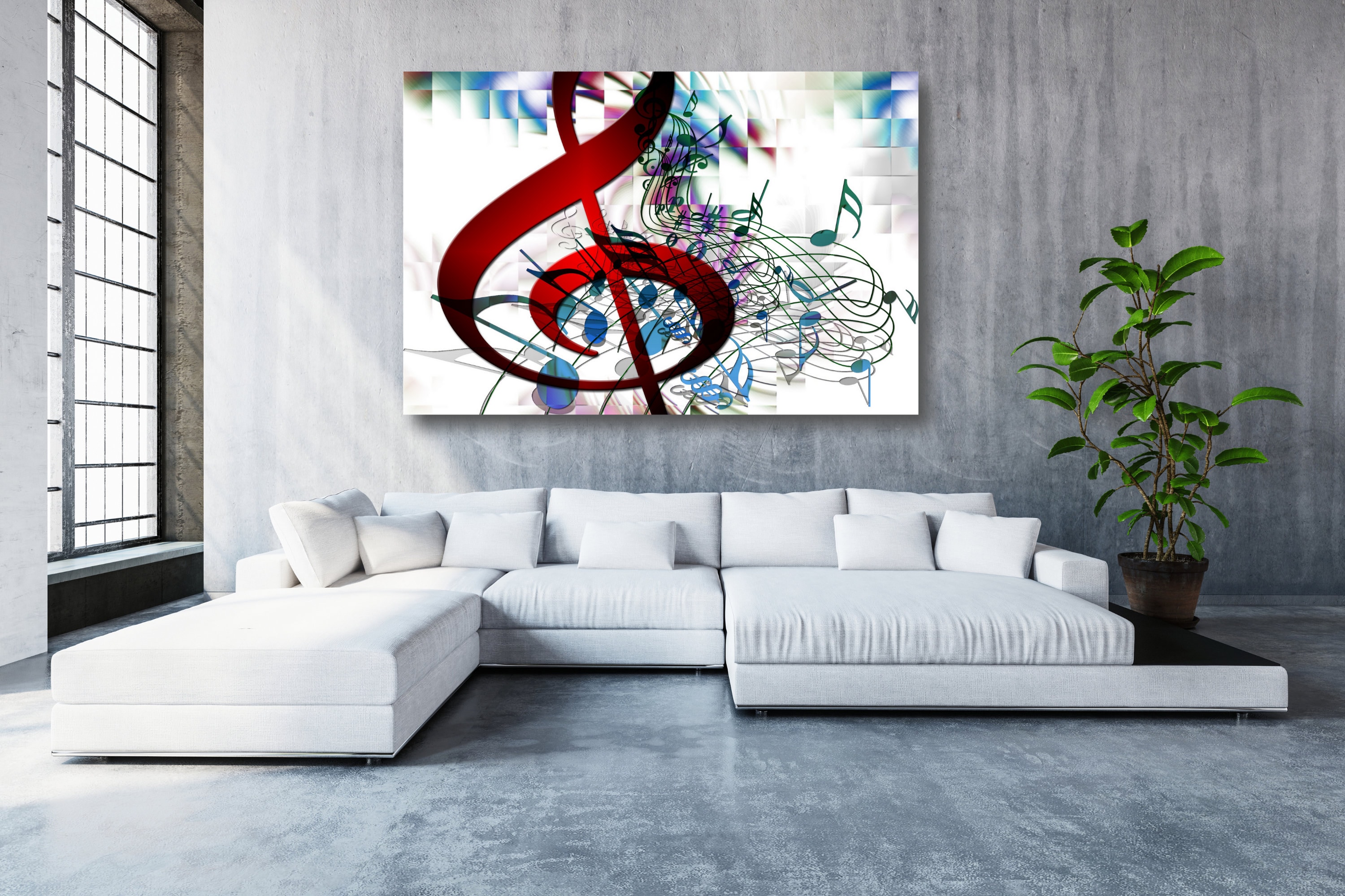 Musical Notes Canvas Wall Art Large Framed Music Print Home Etsy