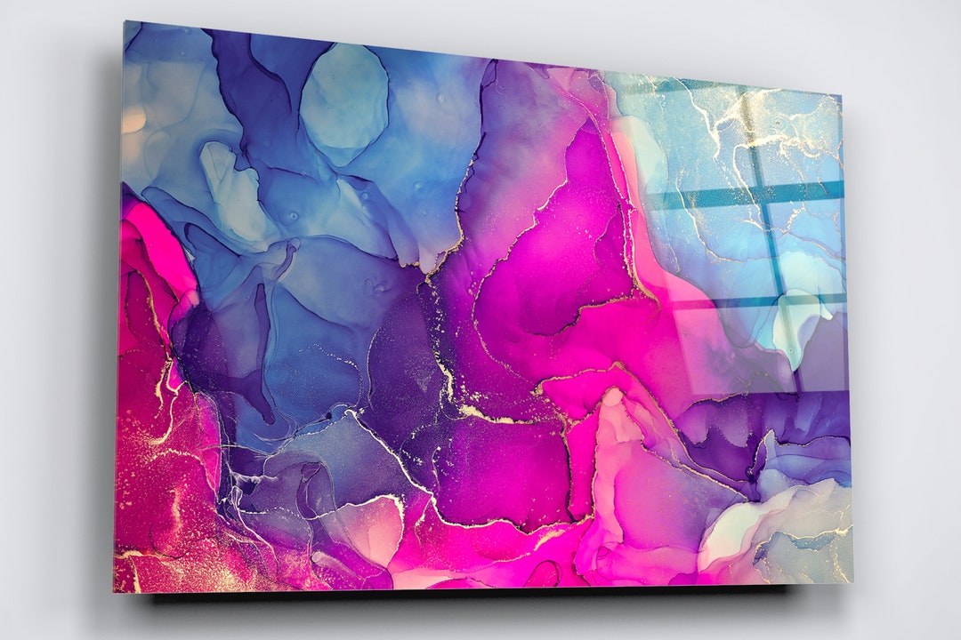 Abstract Art Acrylic Glass Wall Art, Large High Gloss Boho Home Decor