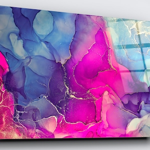 Abstract Alcohol Ink Acrylic Glass Wall Art: High Gloss Boho Decor