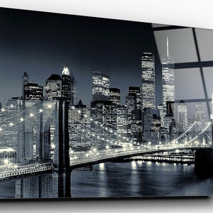 Brooklyn Bridge Acrylic Glass Wall Art: NYC Skyline High Gloss Print
