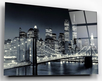Brooklyn Bridge Acrylic Glass Wall Art: NYC Skyline High Gloss Print