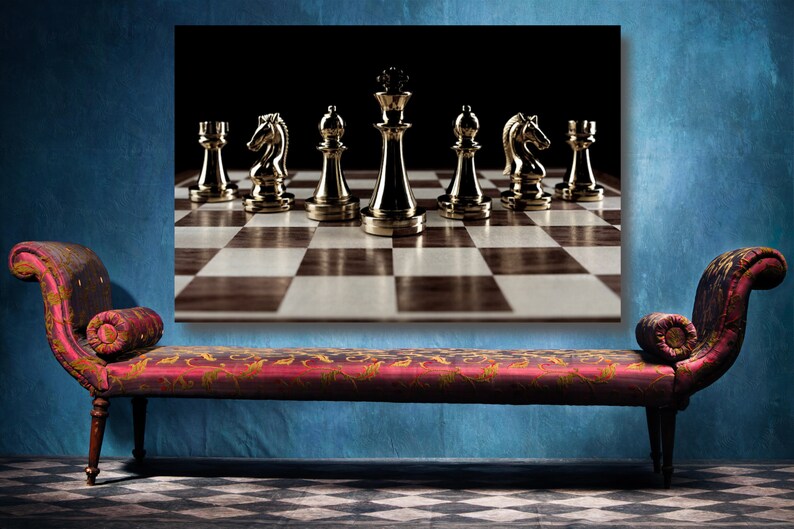 Chess Set Canvas Wall Art Large Framed Chess Print Home Decor Etsy Canada