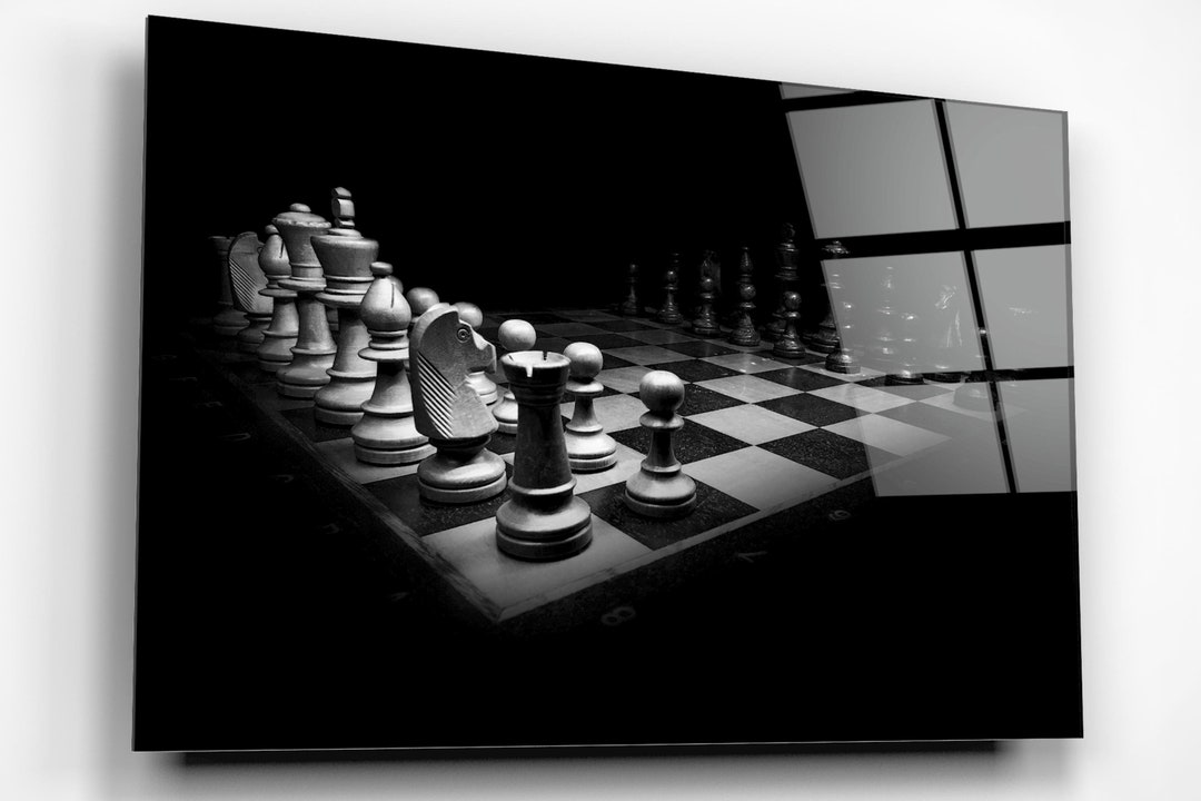Chess Set Acrylic Glass Wall Art, Large High Gloss Home Decor Wall Art, Ready to Hang Modern Art