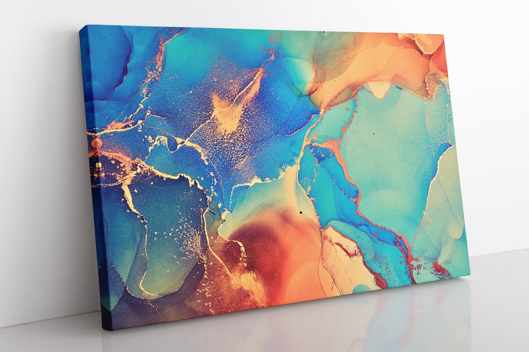 Abstract Art Marble Canvas Wall Art Large Framed Alcohol Ink Etsy