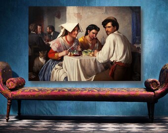 Carl Bloch - In A Roman Osteria Art Print: Italian Classical Painting