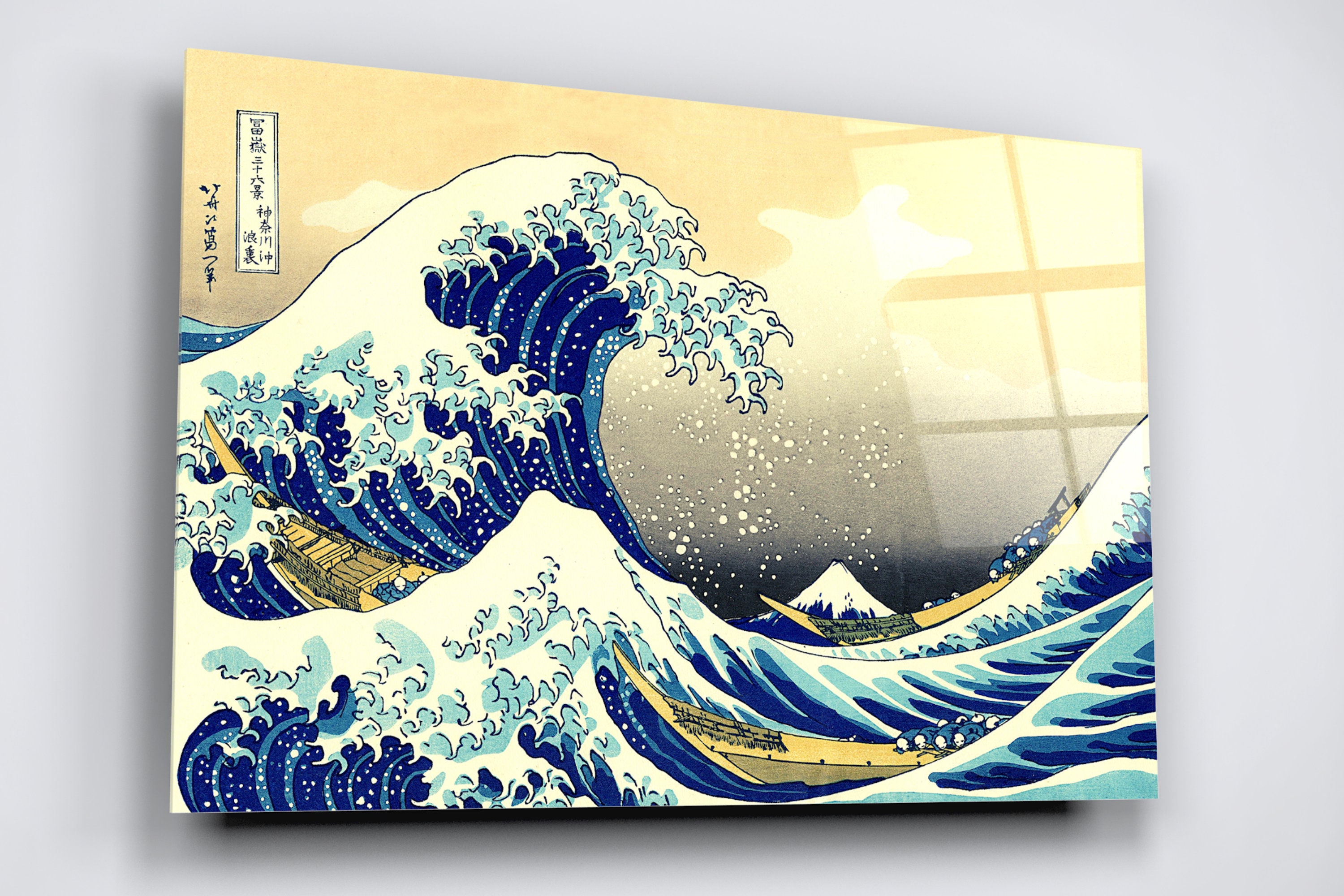 The Great Wave off Kanagawa Acrylic Glass Art, Japanese Home Decor