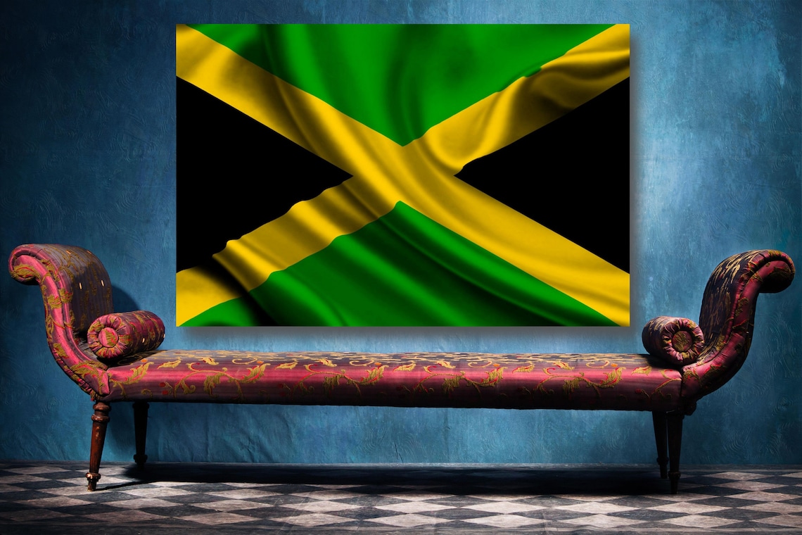 Jamaica Flag Canvas Wall Art Jamaican Flag Print Home Decor Etsy