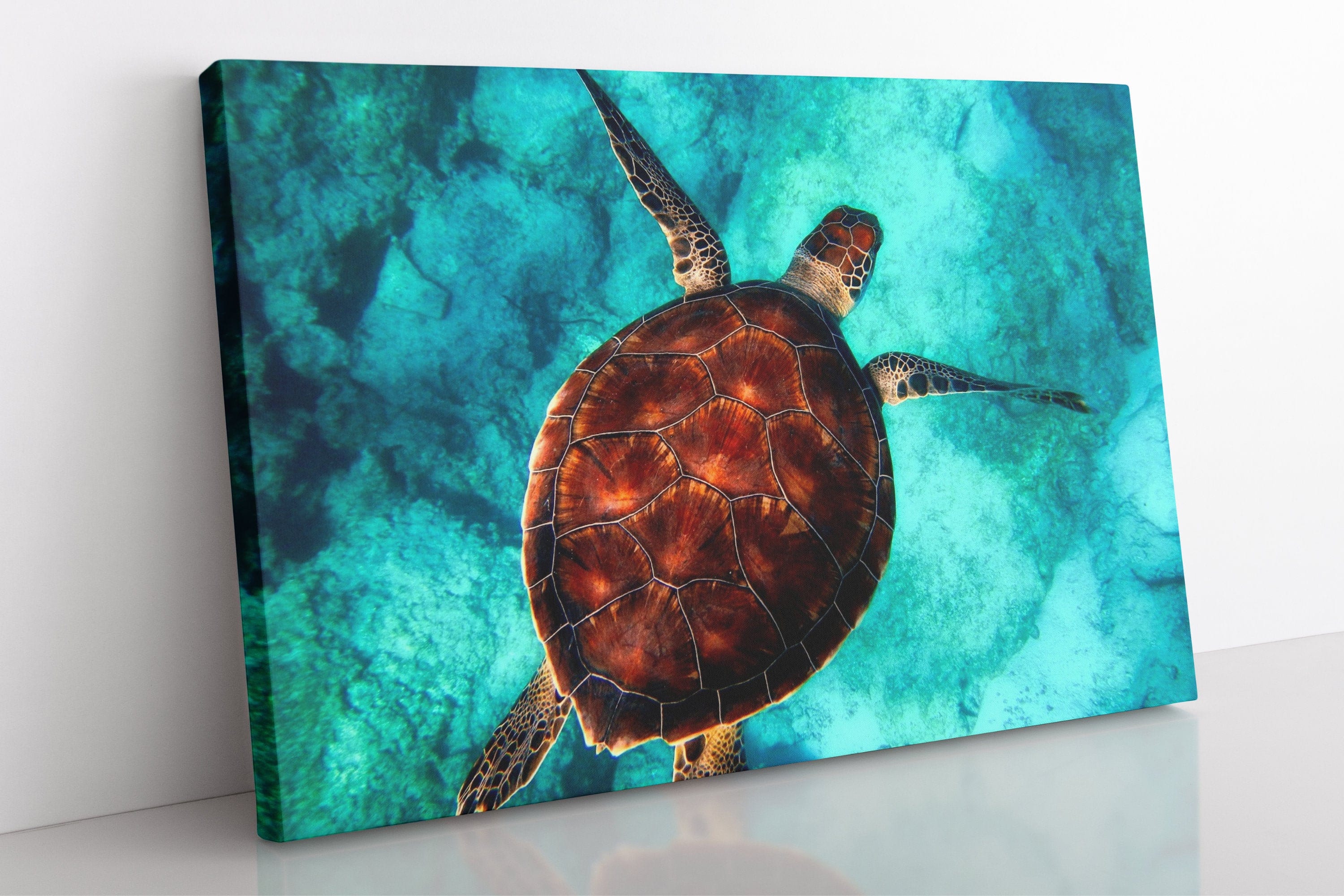 Sea Turtle Canvas Wall Art Large Framed Print Home Decor Wall Etsy