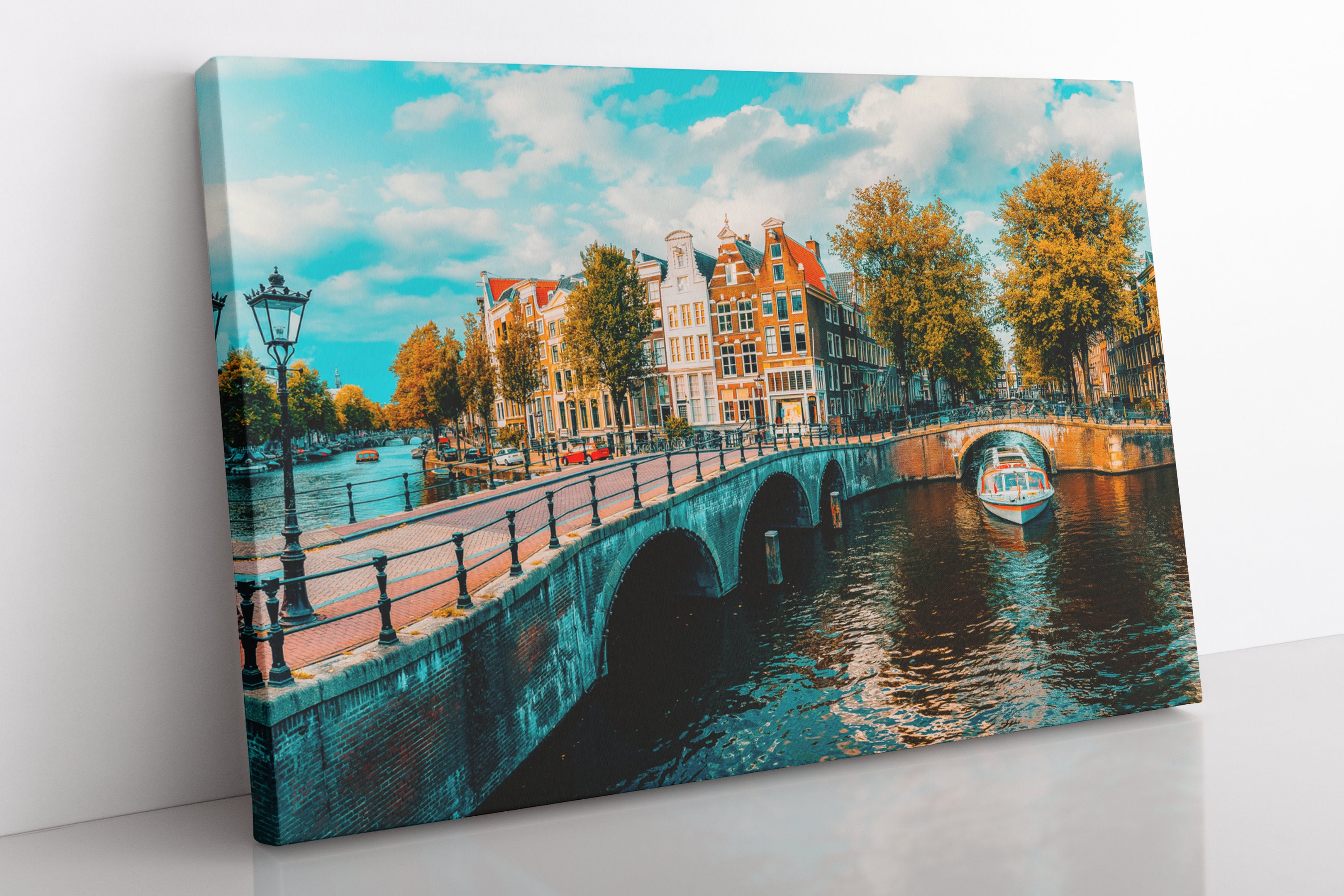 Amsterdam Netherlands Canal Canvas Wall Art Framed Amsterdam Etsy