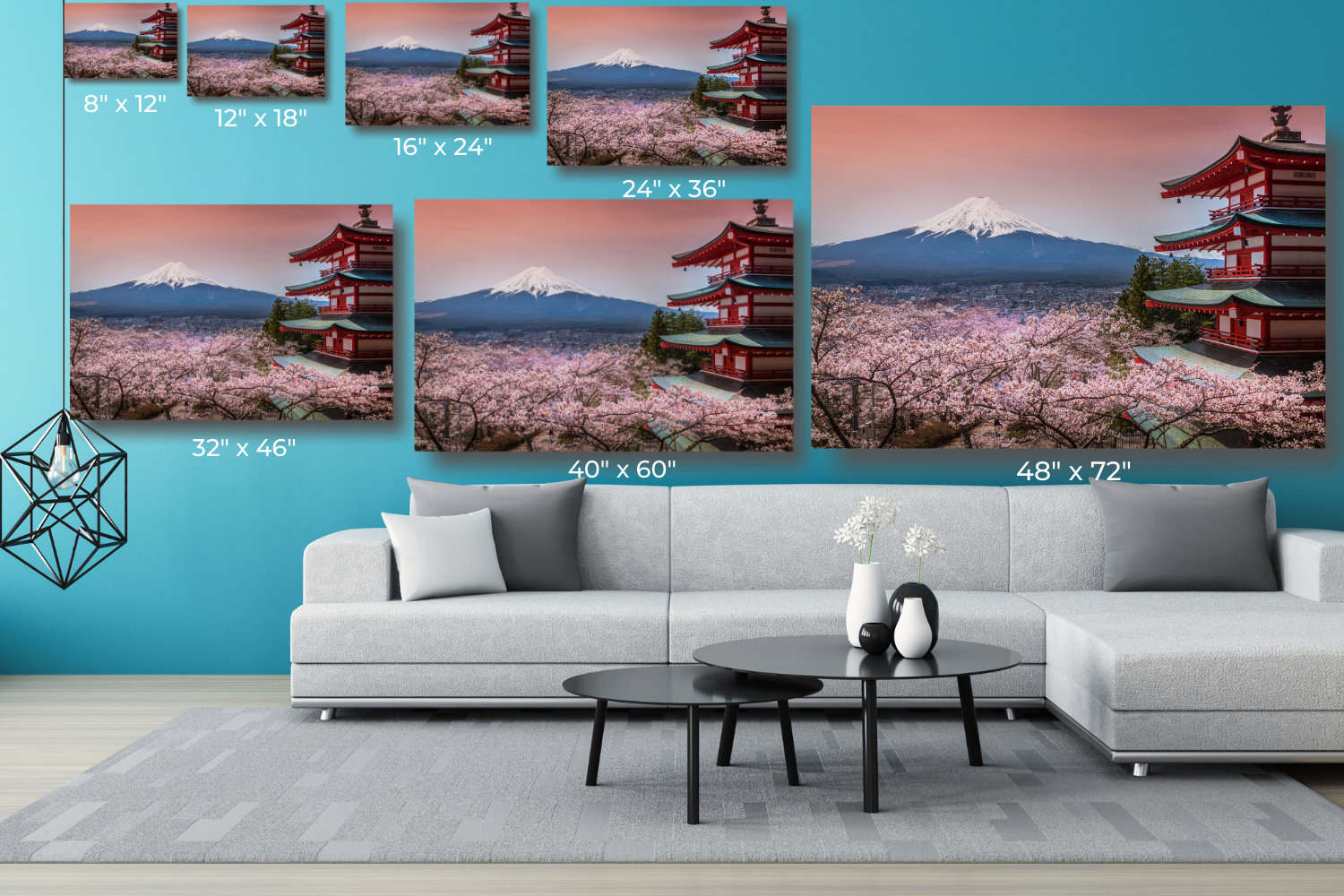 Mount Fuji Canvas Wall Art, Large Framed Japan Landscape
