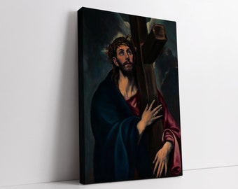 El Greco - Cristo llevando la cruz lienzo Arte de pared, Gran enmarcado Clásico Bellas Artes Jesús Imprimir Decoración del hogar Arte de la pared, Decoración estética de la habitación.