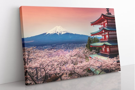Mount Fuji Canvas Print: Japan Cherry Blossom Landscape Wall Art