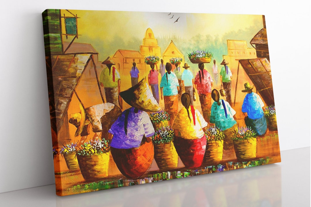 African Art Canvas Wall Art, Large Framed Africa Print Home Decor Wall Art, Aesthetic Room Decor