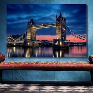 London Tower Bridge Cityscape Wall Art, Large Unframed London Skyline Poster Print Home Decor Wall Art, London Gift Modern Art Wall Decor.