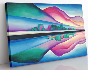 Georgia O&#39;Keefe Lake George Reflection Canvas Art Print: Framed Abstract Wall Decor