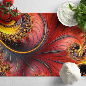 Abstract Fractal Art Tempered Glass Cutting Board: Boho Kitchen Decor