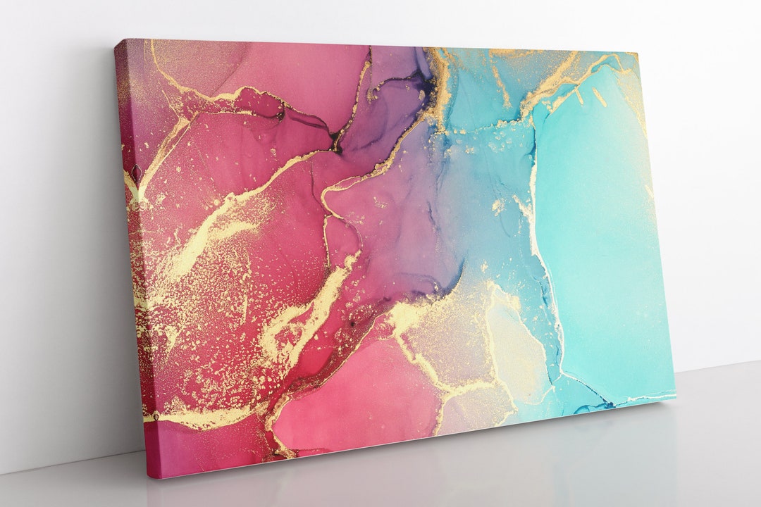 Abstract Art Marble Canvas Wall Art Large Framed Alcohol Ink Etsy