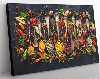 Herbs and Spices Kitchen Canvas Art: Framed Culinary Print