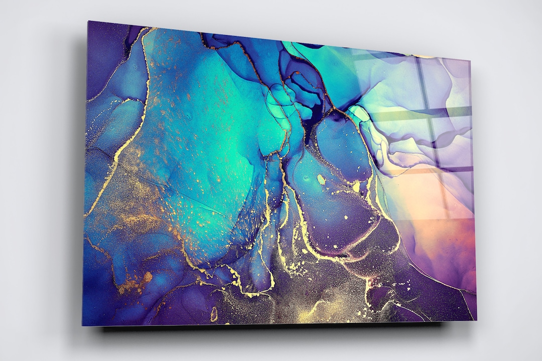 Abstract Art Acrylic Glass Wall Art, Large High Gloss Boho Home Decor