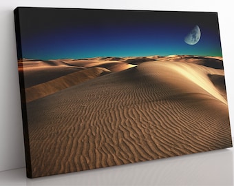 Sahara Desert Moonlight Canvas Print: Framed African Landscape Wall Art