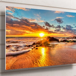 Maui Sunset Beach Aluminium Wandkunst: Küstenlandschaft Metalldruck