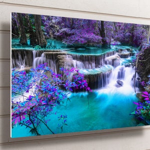 Thailand Waterfall Aluminum Wall Art: Forest Landscape Metal Print