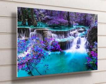 Thailand Waterfall Aluminum Wall Art: Forest Landscape Metal Print