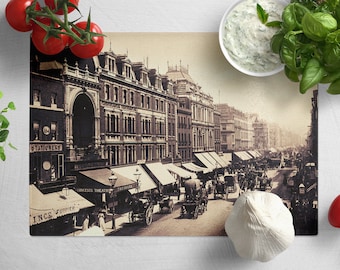 Planche à découper vintage London en verre trempé, décoration de cuisine esthétique