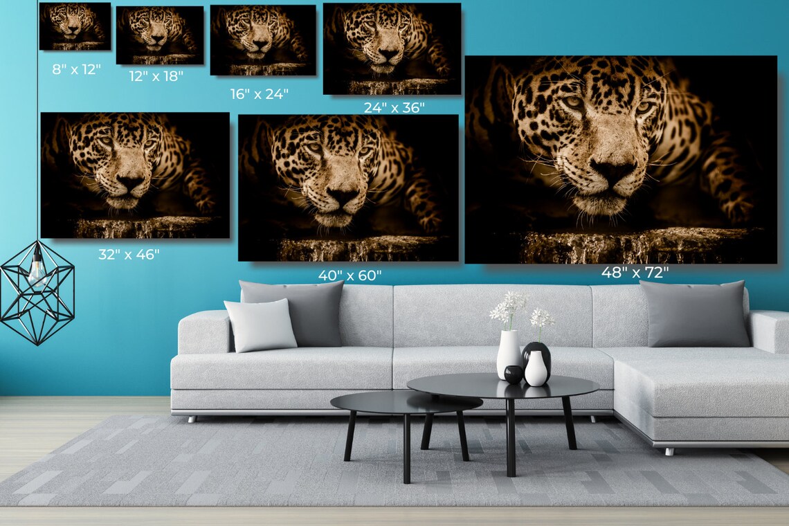 Jaguar Canvas Wall Art Large Framed Animal Print Home Decor | Etsy