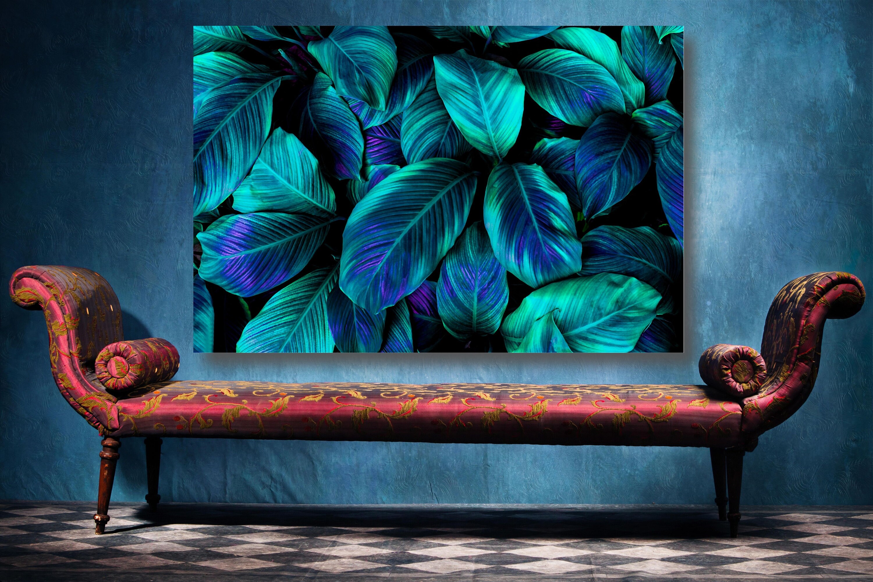 Tropical Palm Leaves Canvas Wall Art Framed Tropical Leaf - Etsy