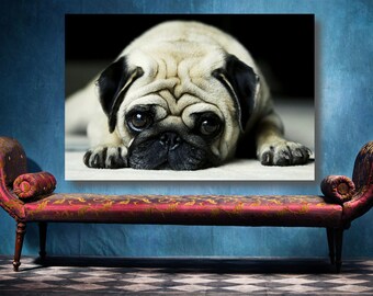 Póster de perro carlino: arte mural grande sin marco para mascotas