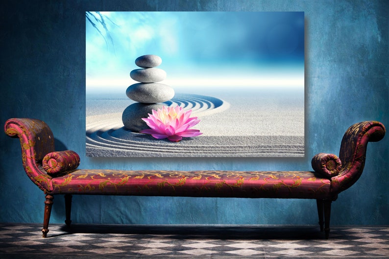 Zen Stones Lotus Flower Acrylic Glass Wall Art: High Gloss Decor - Etsy