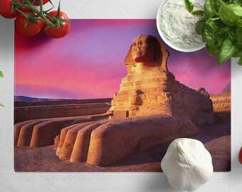 Planche à découper Sphinx en verre trempé, décoration de cuisine égyptienne