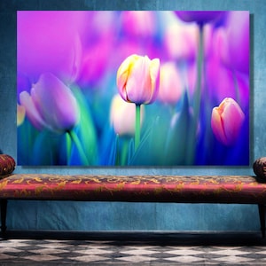 Tulip Flower Wall Art, Large Unframed Floral Poster Print Home Decor Wall Art, Aesthetic Room Decor Tulip Print, Floral Wall Decor.